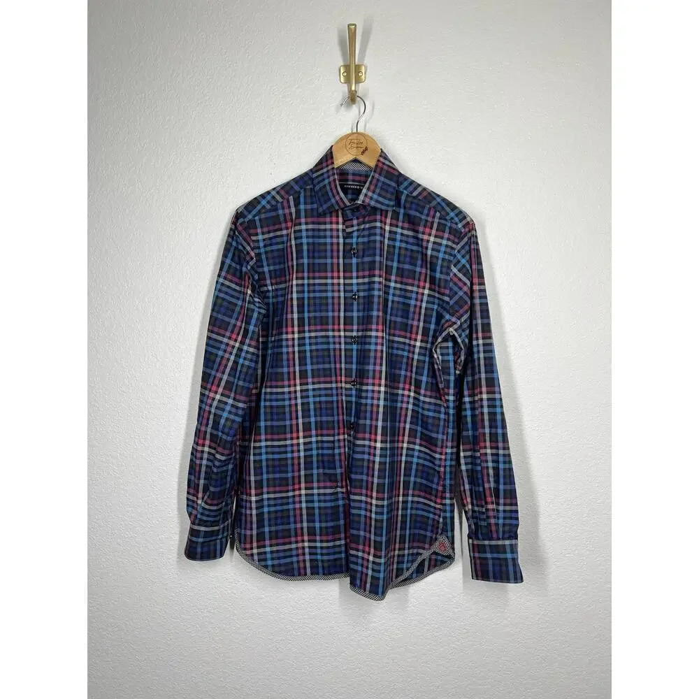 Hammer Made Plaid Button Front Shirt Mens 38/15 Multicolor Long Sleeves